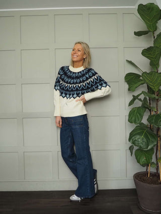 Sheki Alpine Style Jumper - Cream, Green, Orange