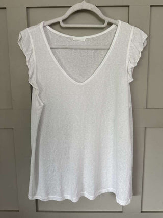 Vernon Classic V-Neck T Shirt with Frill Sleeves - 6 Colours