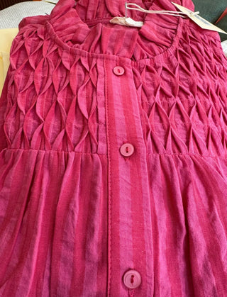 Nadia Stripe Blouse with Pleated Collar - Pink, Blue