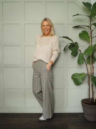 Rhona Round Neck,  Mohair Mix Jumper by Part Two - Black, Oatmeal