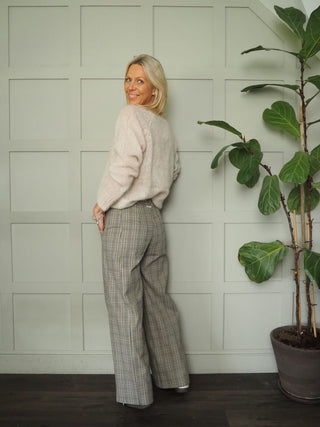 Mitchell Wide Leg Trousers by Humility - Black/Oatmeal/Stone Check