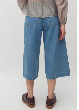 Xenia Cropped Wide Leg Jeans by mbyM - Light Blue Wash