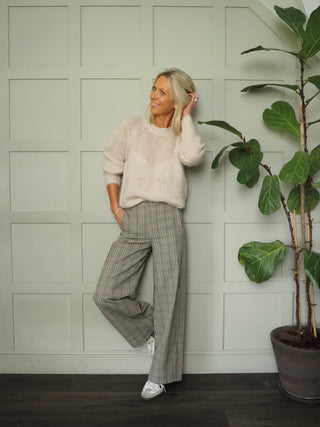 Mitchell Wide Leg Trousers by Humility - Black/Oatmeal/Stone Check