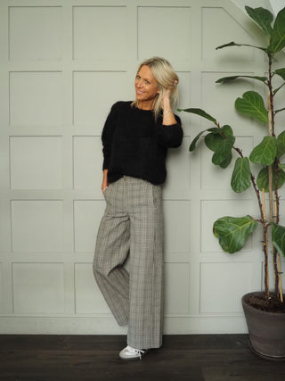 Mitchell Wide Leg Trousers by Humility - Black/Oatmeal/Stone Check