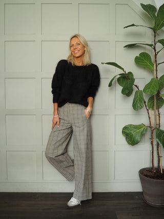 Mitchell Wide Leg Trousers by Humility - Black/Oatmeal/Stone Check