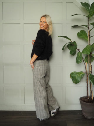 Rhona Round Neck,  Mohair Mix Jumper by Part Two - Black, Oatmeal