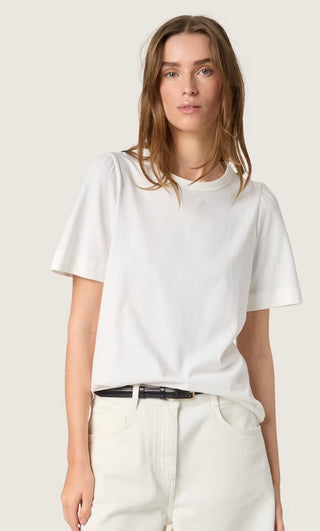 Jina T-Shirt with Puff Shoulders by Soaked - Off White