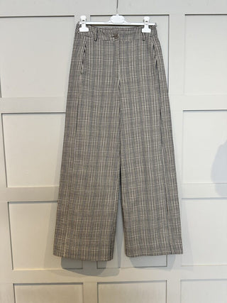 Mitchell Wide Leg Trousers by Humility - Black/Oatmeal/Stone Check