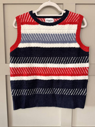 Line Tank Top by Frnch - Red/Blue/Off White