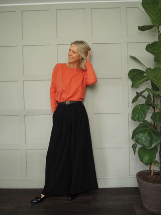 Livia Round Neck Fine Knit Jumper - Coral, Denim Blue, Navy Blue and Oatmeal