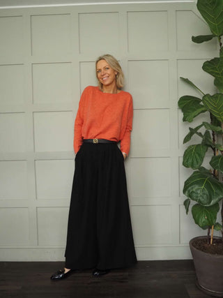 Livia Round Neck Fine Knit Jumper - Coral, Denim Blue, Navy Blue and Oatmeal