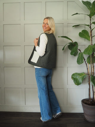 Swift Reversible Quilted and Faux Shearling Gilet - Camel, Khaki and Navy Blue