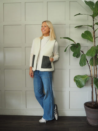 Swift Reversible Quilted and Faux Shearling Gilet - Camel, Khaki and Navy Blue