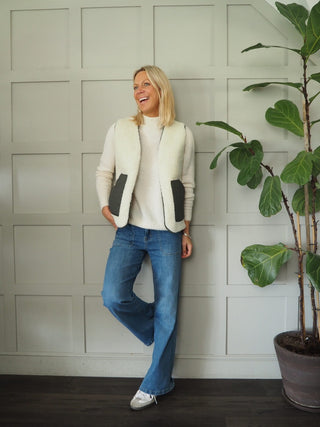 Swift Reversible Quilted and Faux Shearling Gilet - Camel, Khaki and Navy Blue