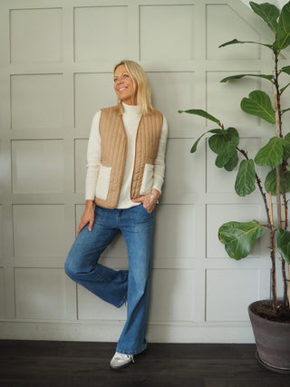 Swift Reversible Quilted and Faux Shearling Gilet - Camel, Khaki and Navy Blue