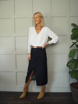 Elvire Skirt by Frnch - Dark Denim Blue