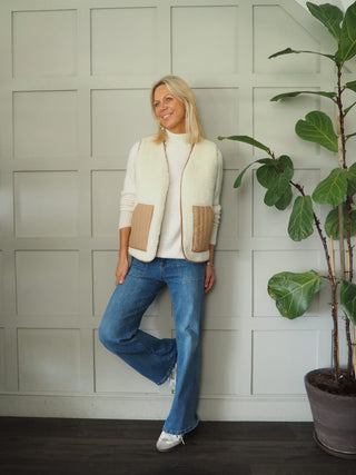 Swift Reversible Quilted and Faux Shearling Gilet - Camel, Khaki and Navy Blue