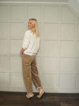Ginny Barrel Leg Cords  - Camel, Chocolate, Cream, Mole.