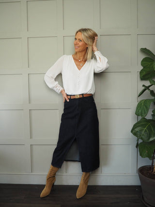 Elvire Skirt by Frnch - Dark Denim Blue