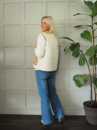 Swift Reversible Quilted and Faux Shearling Gilet - Camel, Khaki and Navy Blue