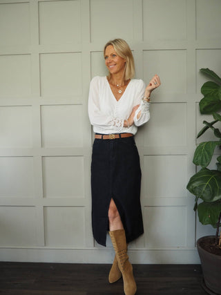 Elvire Skirt by Frnch - Dark Denim Blue