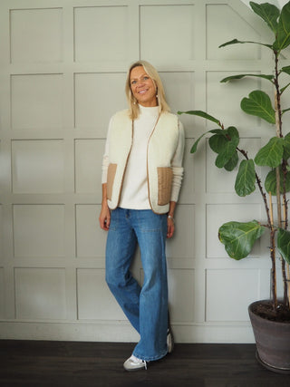 Swift Reversible Quilted and Faux Shearling Gilet - Camel, Khaki and Navy Blue