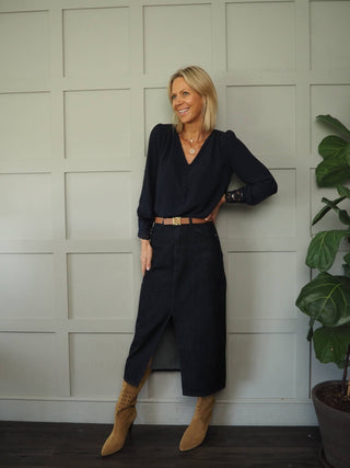 Elvire Skirt by Frnch - Dark Denim Blue