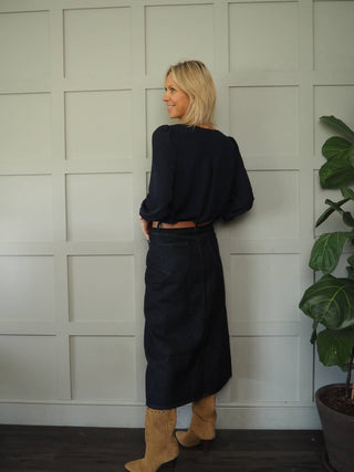 Elvire Skirt by Frnch - Dark Denim Blue