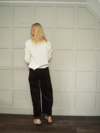 Ginny Barrel Leg Cords  - Camel, Chocolate, Cream, Mole.