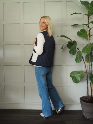 Swift Reversible Quilted and Faux Shearling Gilet - Camel, Khaki and Navy Blue