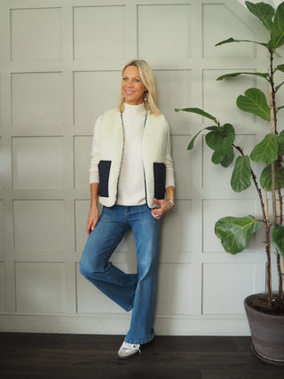 Swift Reversible Quilted and Faux Shearling Gilet - Camel, Khaki and Navy Blue