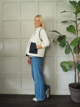 Swift Reversible Quilted and Faux Shearling Gilet - Camel, Khaki and Navy Blue