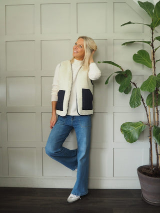 Swift Reversible Quilted and Faux Shearling Gilet - Camel, Khaki and Navy Blue