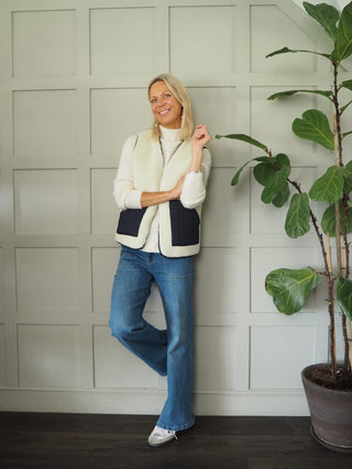 Swift Reversible Quilted and Faux Shearling Gilet - Camel, Khaki and Navy Blue