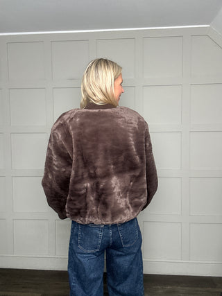 Estacia Super Soft Faux Fur Bomber Jacket by Soaked - Chocolate Brown
