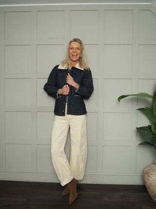 Frida Sherpa Collar Quilted Jacket by Seventy Mochi - Nightfall, Pasadena