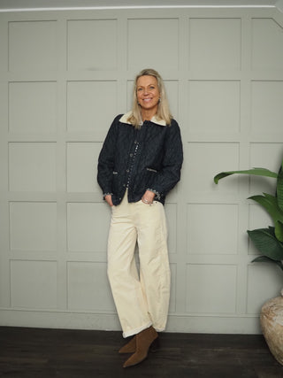 Frida Sherpa Collar Quilted Jacket by Seventy Mochi - Nightfall, Pasadena