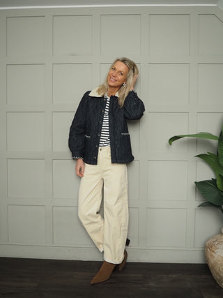 Frida Sherpa Collar Quilted Jacket by Seventy Mochi - Nightfall, Pasadena