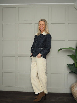 Frida Sherpa Collar Quilted Jacket by Seventy Mochi - Nightfall, Pasadena