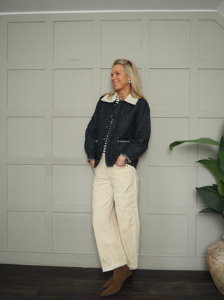 Frida Sherpa Collar Quilted Jacket by Seventy Mochi - Nightfall, Pasadena