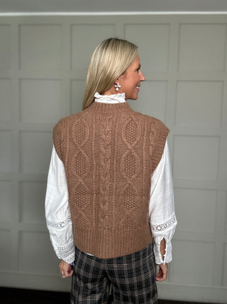 Chanina Cable Knit Tank Top by Part Two - Camel, Oatmeal