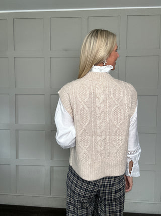 Chanina Cable Knit Tank Top by Part Two - Camel, Oatmeal