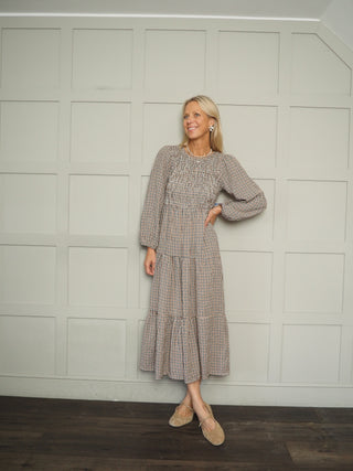 Goodwood Checked Dress - Ecru, Khaki