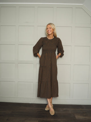 Goodwood Checked Dress - Ecru, Khaki