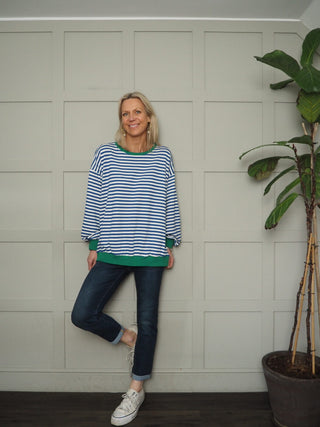 Valerie Relaxed Fit Stripe Sweatshirt - Blue, Orange