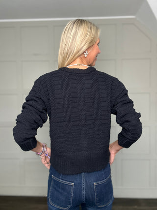 Aniela Cotton Blend Knitted Cardigan by Part Two - Navy Blue