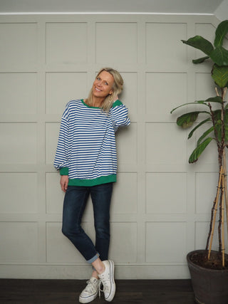 Valerie Relaxed Fit Stripe Sweatshirt - Blue, Orange