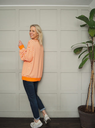 Valerie Relaxed Fit Stripe Sweatshirt - Blue, Orange