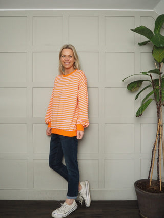Valerie Relaxed Fit Stripe Sweatshirt - Blue, Orange