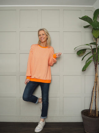Valerie Relaxed Fit Stripe Sweatshirt - Blue, Orange
